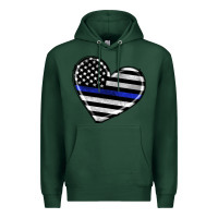 Sports Green american thin blue line flag Premium Hoodie - Artiststas