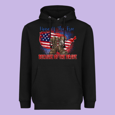 Home Of The Free Because Of The Brave Heavyweight Hoodie Designed By Zillion Design Studio