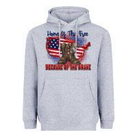 Heather Grey home of the free because of the brave Heavyweight Hoodie - Zillion Design Studio