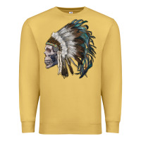 Antique Gold skull with indian headdress Premium Sweatshirt - RanaPortraitStore