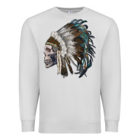 Dove Grey skull with indian headdress Premium Sweatshirt - RanaPortraitStore