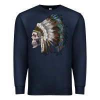 Navy skull with indian headdress Premium Sweatshirt - RanaPortraitStore