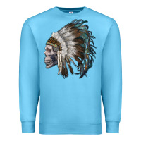 Ocean Blue skull with indian headdress Premium Sweatshirt - RanaPortraitStore