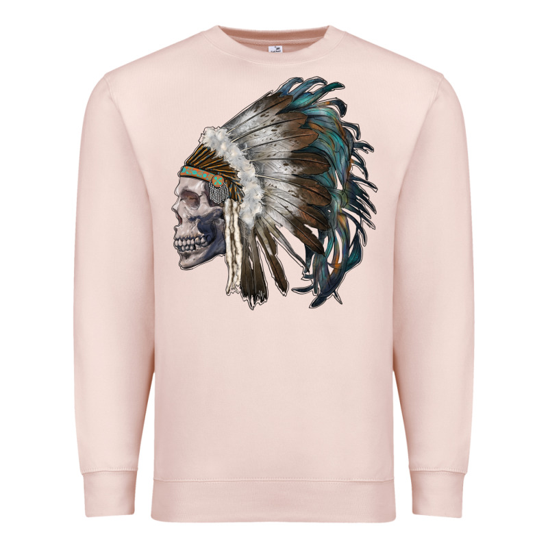 Skull With Indian Headdress Premium Sweatshirt by RanaPortraitStore | Teevron