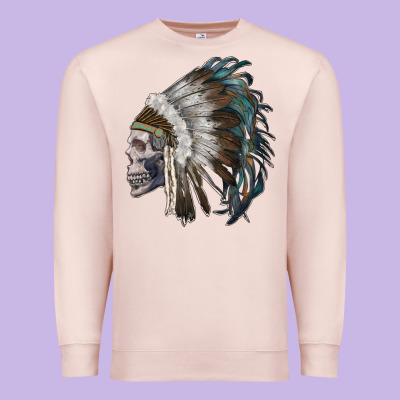 Skull With Indian Headdress Premium Sweatshirt Designed By Ranaportraitstore