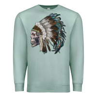 Seafoam skull with indian headdress Premium Sweatshirt - RanaPortraitStore