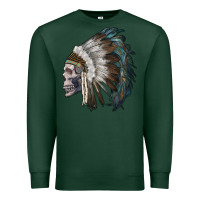 Sports Green skull with indian headdress Premium Sweatshirt - RanaPortraitStore