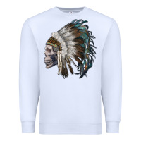 White skull with indian headdress Premium Sweatshirt - RanaPortraitStore