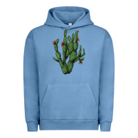 Pigment Pebble Blue cactus with flowers Urban Hoodie - AdoDesignShop