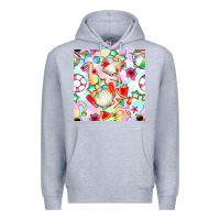 Heather Grey summer gnome seamless pattern Premium Hoodie - BundleAndBundleShop