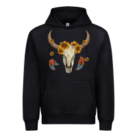 Black bull skull sunflowers and feathers Urban Hoodie - AdoDesignShop
