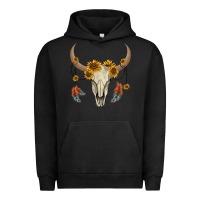 Bull Skull Sunflowers And Feathers Urban Hoodie | Teevron