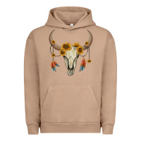 Pigment Burro bull skull sunflowers and feathers Urban Hoodie - AdoDesignShop
