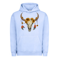 Pigment Grape Ice bull skull sunflowers and feathers Urban Hoodie - AdoDesignShop