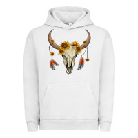 Pigment Lunar Rock bull skull sunflowers and feathers Urban Hoodie - AdoDesignShop