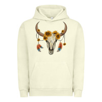 Pigment Pistachio bull skull sunflowers and feathers Urban Hoodie - AdoDesignShop