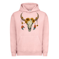 Pigment Salmon bull skull sunflowers and feathers Urban Hoodie - AdoDesignShop