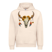 Sandshell bull skull sunflowers and feathers Urban Hoodie - AdoDesignShop