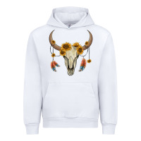 White bull skull sunflowers and feathers Urban Hoodie - AdoDesignShop