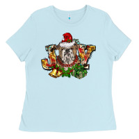 Baby Blue Christmas joy english bulldog Ladies Tee - BarkalooDesign