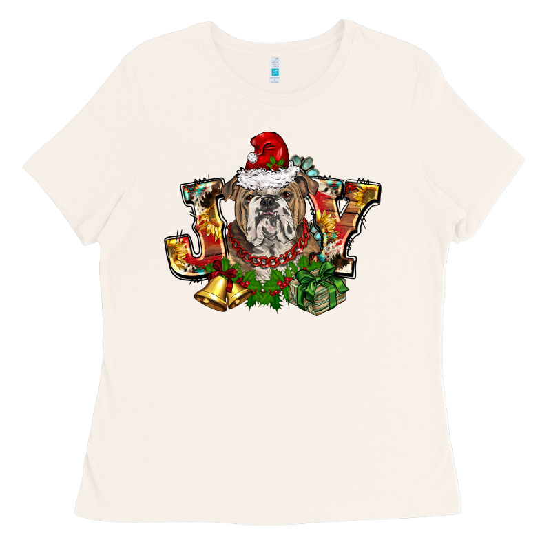 Christmas Joy English Bulldog Ladies Tee by BarkalooDesign | Teevron