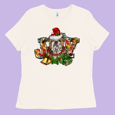 Christmas Joy English Bulldog Ladies Tee Designed By Barkaloodesign