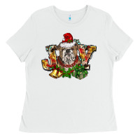 White Christmas joy english bulldog Ladies Tee - BarkalooDesign