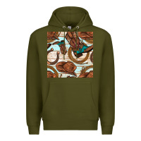 Army Green cowboy western seamless pattern Premium Hoodie - BundleAndBundleShop