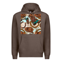 Coffee cowboy western seamless pattern Premium Hoodie - BundleAndBundleShop