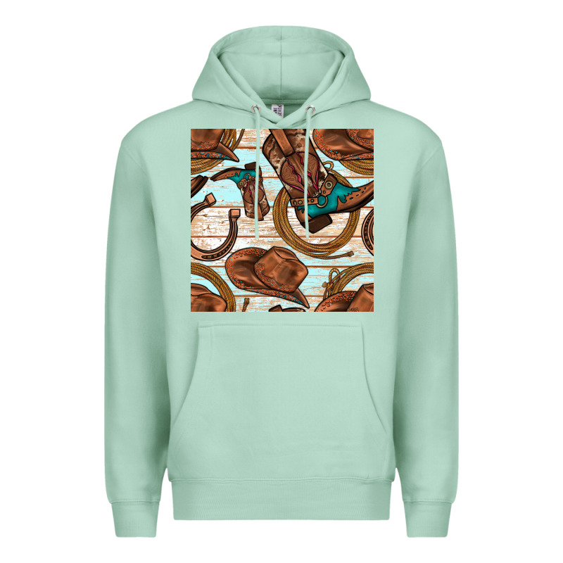 Cowboy Western Seamless Pattern Premium Hoodie by BundleAndBundleShop | Teevron