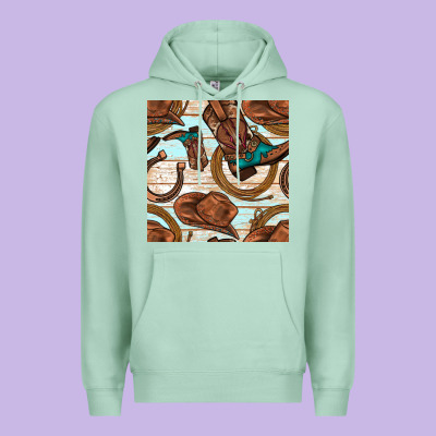 Cowboy Western Seamless Pattern Premium Hoodie Designed By Bundleandbundleshop