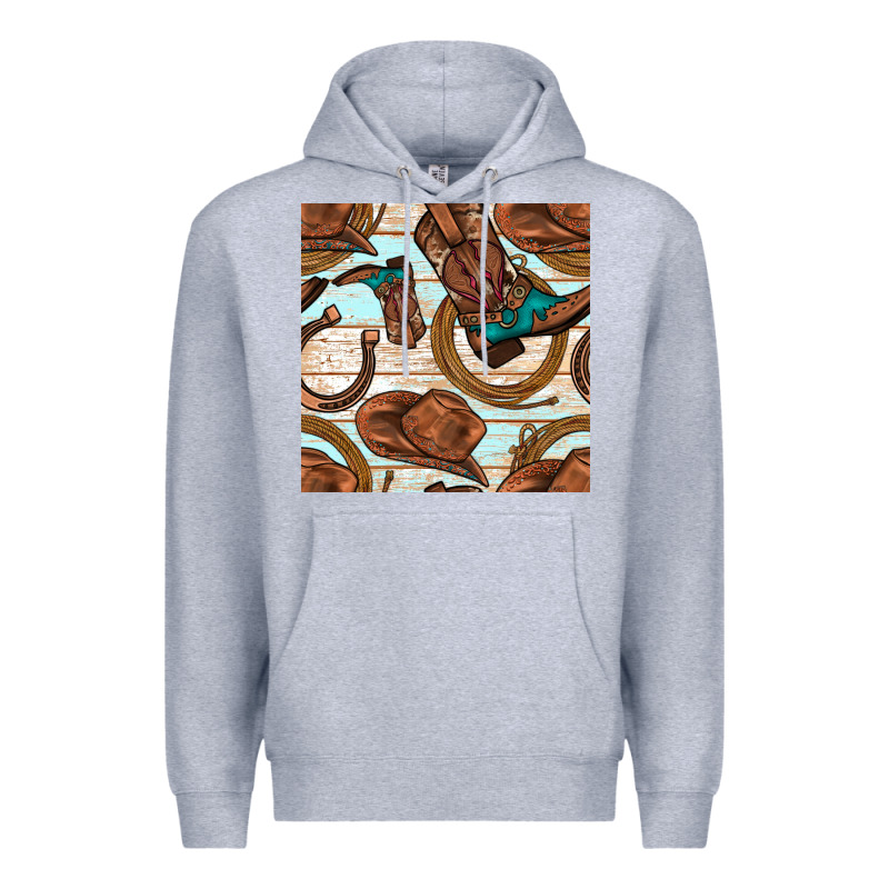 Cowboy Western Seamless Pattern Premium Hoodie by BundleAndBundleShop | Teevron