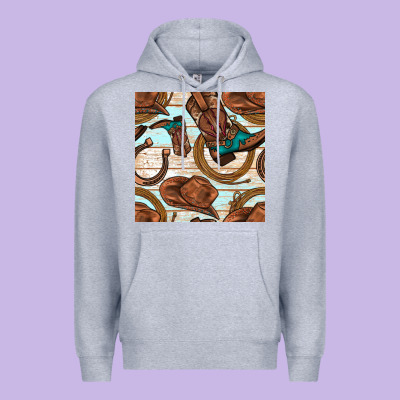 Cowboy Western Seamless Pattern Premium Hoodie Designed By Bundleandbundleshop