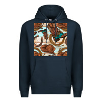 Navy cowboy western seamless pattern Premium Hoodie - BundleAndBundleShop