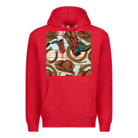 Red cowboy western seamless pattern Premium Hoodie - BundleAndBundleShop
