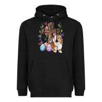 Black Easter bunny and floral cross Heavyweight Hoodie - RanaPortraitStore