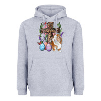 Heather Grey Easter bunny and floral cross Heavyweight Hoodie - RanaPortraitStore
