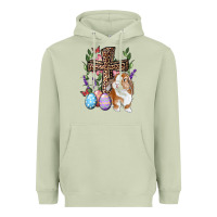 Matcha Easter bunny and floral cross Heavyweight Hoodie - RanaPortraitStore
