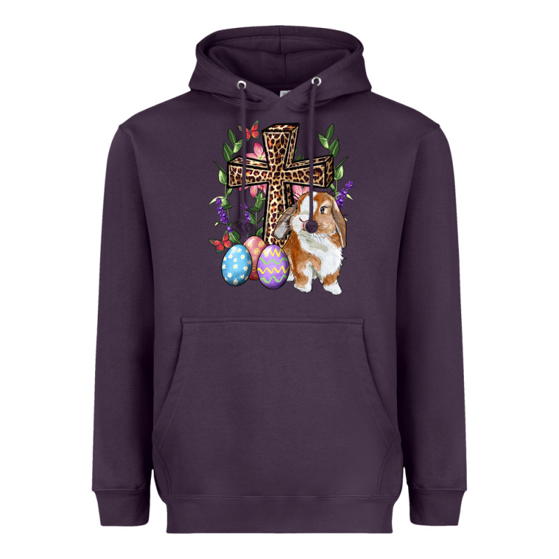 Easter Bunny And Floral Cross Heavyweight Hoodie by RanaPortraitStore | Teevron