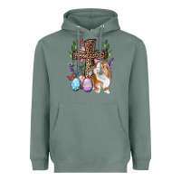 Sage Easter bunny and floral cross Heavyweight Hoodie - RanaPortraitStore