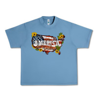 Pebble Blue usa map Urban Heavy Tee - Artiststas