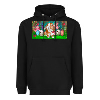 Black Spring Easter Bunny Heavyweight Hoodie - RanaPortraitStore