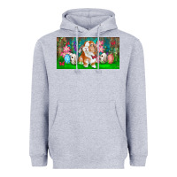 Heather Grey Spring Easter Bunny Heavyweight Hoodie - RanaPortraitStore