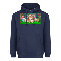 Navy Spring Easter Bunny Heavyweight Hoodie - RanaPortraitStore