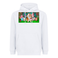 White Spring Easter Bunny Heavyweight Hoodie - RanaPortraitStore