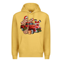Antique Gold christmas tree cake with farm track and santa ado Premium Hoodie - AdoDesignShop