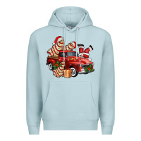 Blue Mist christmas tree cake with farm track and santa ado Premium Hoodie - AdoDesignShop