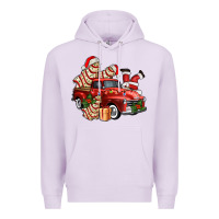 Lilac christmas tree cake with farm track and santa ado Premium Hoodie - AdoDesignShop