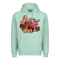 Seafoam christmas tree cake with farm track and santa ado Premium Hoodie - AdoDesignShop