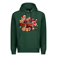 Sports Green christmas tree cake with farm track and santa ado Premium Hoodie - AdoDesignShop
